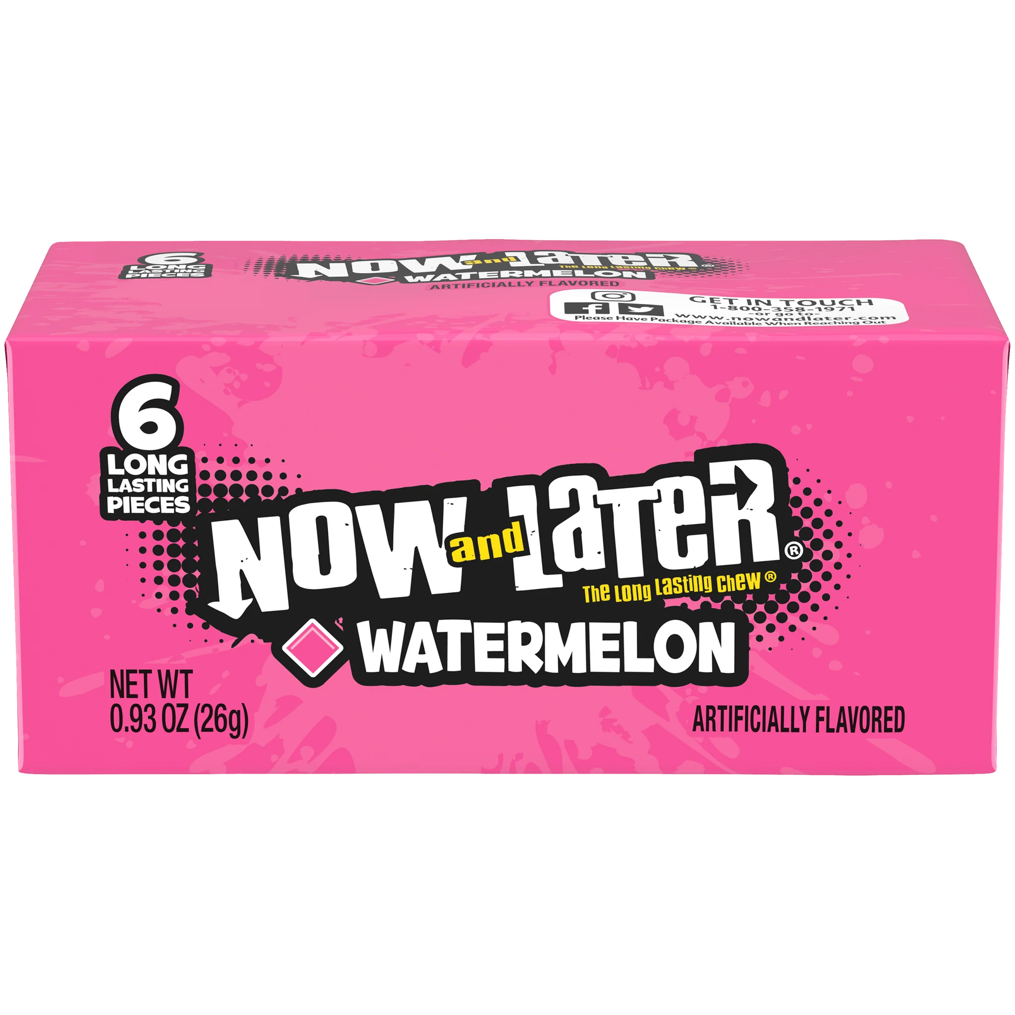 Now & Later Original Taffy Chews Candy, Watermelon - 26g - Greens Essentials