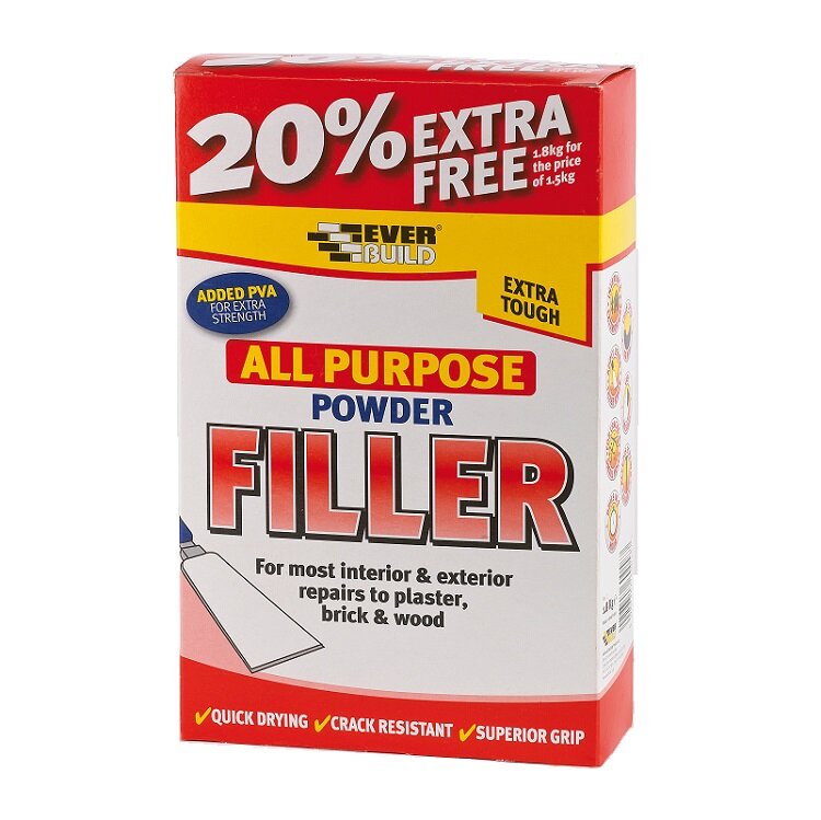 Everbuild All Purpose Powder Filler White + 20% Extra - 1.5kg