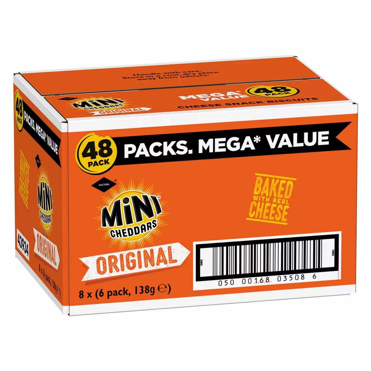 Jacob's Mini Cheddars Original 8 x (6 pack, 138g) - Pack of 48