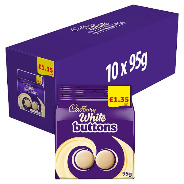 Cadbury White Buttons Chocolate - 95g - Pack of 10