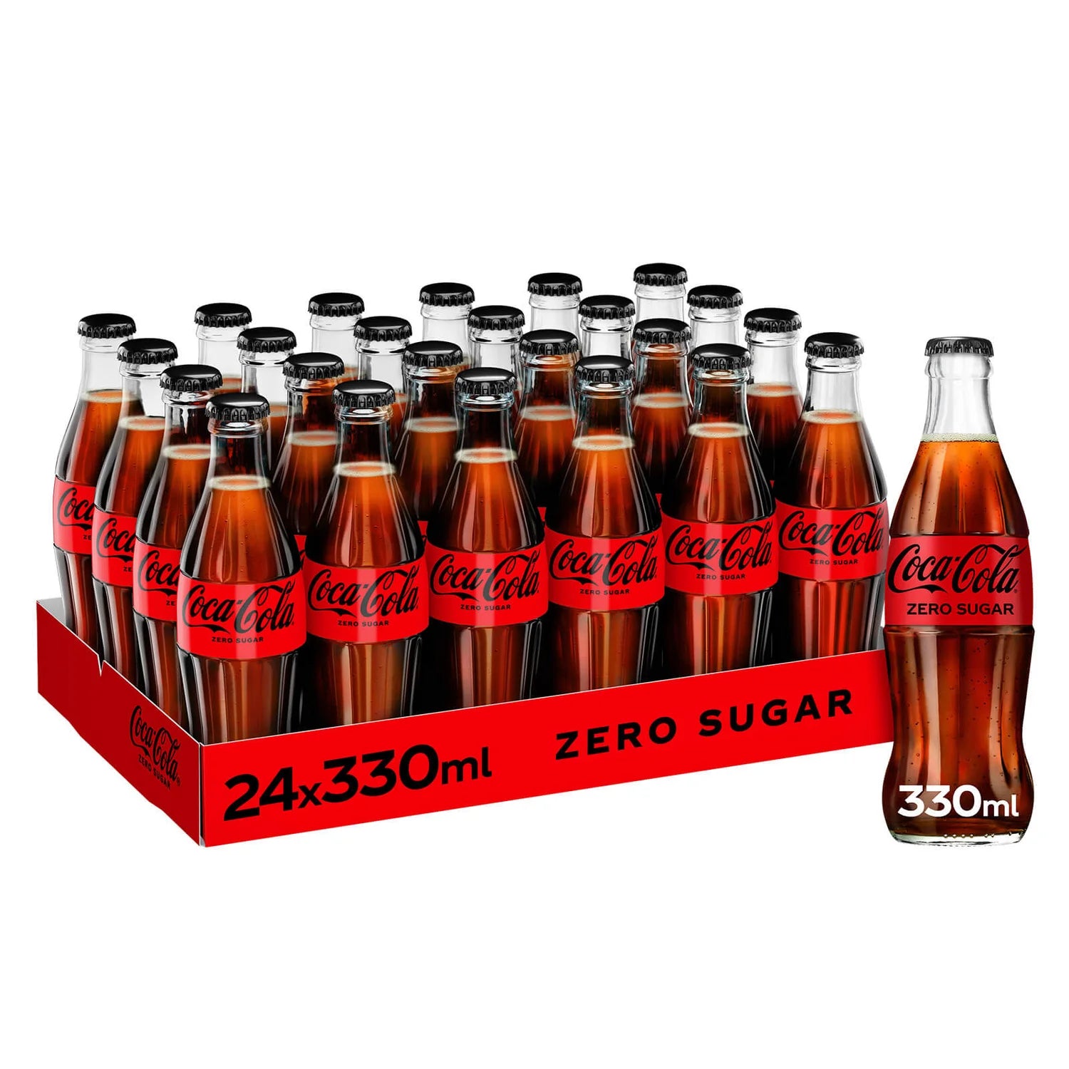 Coca-Cola Zero Sugar Glass Bottles - 330ml - Case of 24
