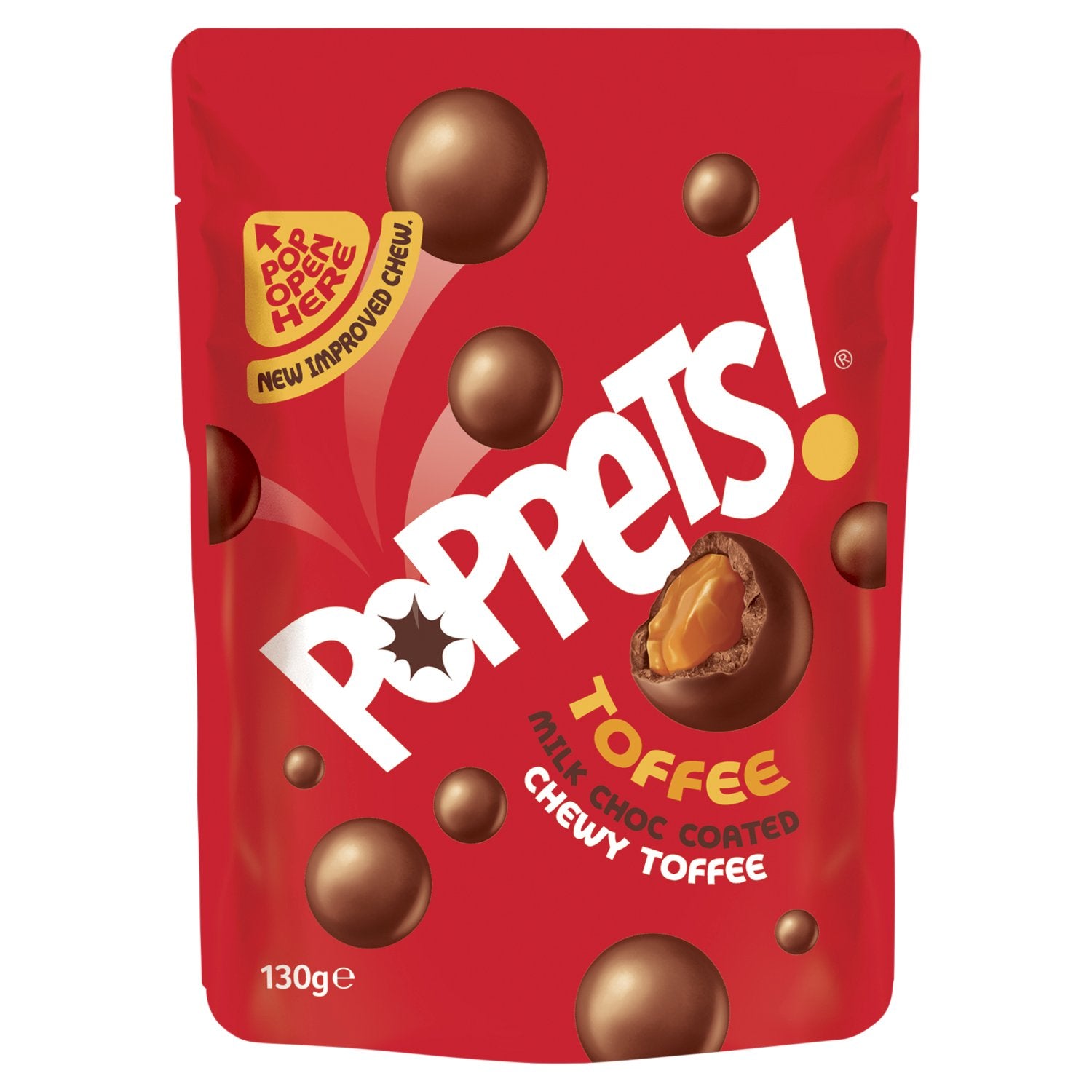 Poppets Chocolate Toffee Pouch - 130g - Greens Essentials