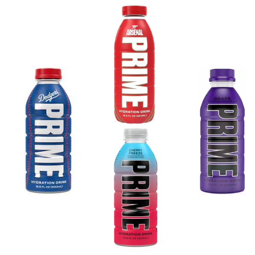 Prime Hydration Arsenal Football Club Bottle x Dodgers V2 x Grape x Cherry freeze