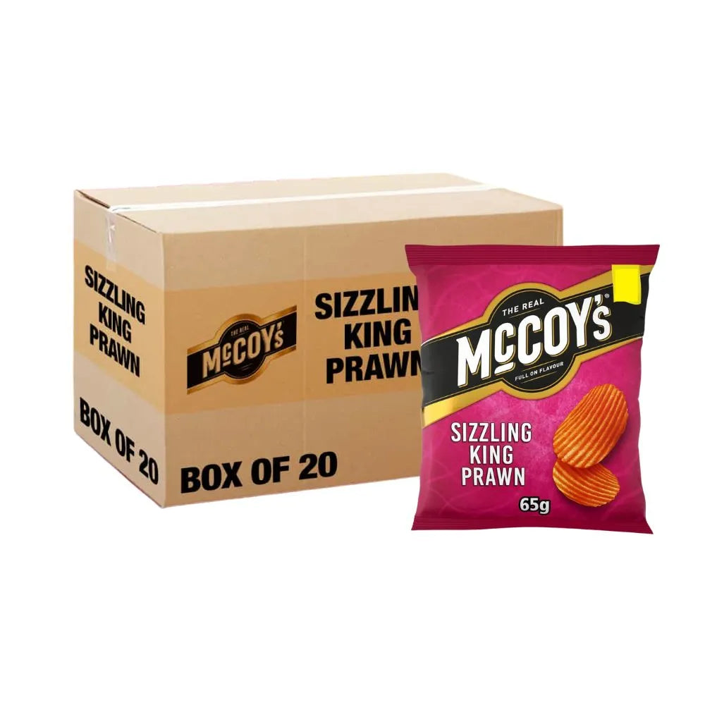 McCOY's Sizzling King Prawn Crisps - 65g - Pack of 20