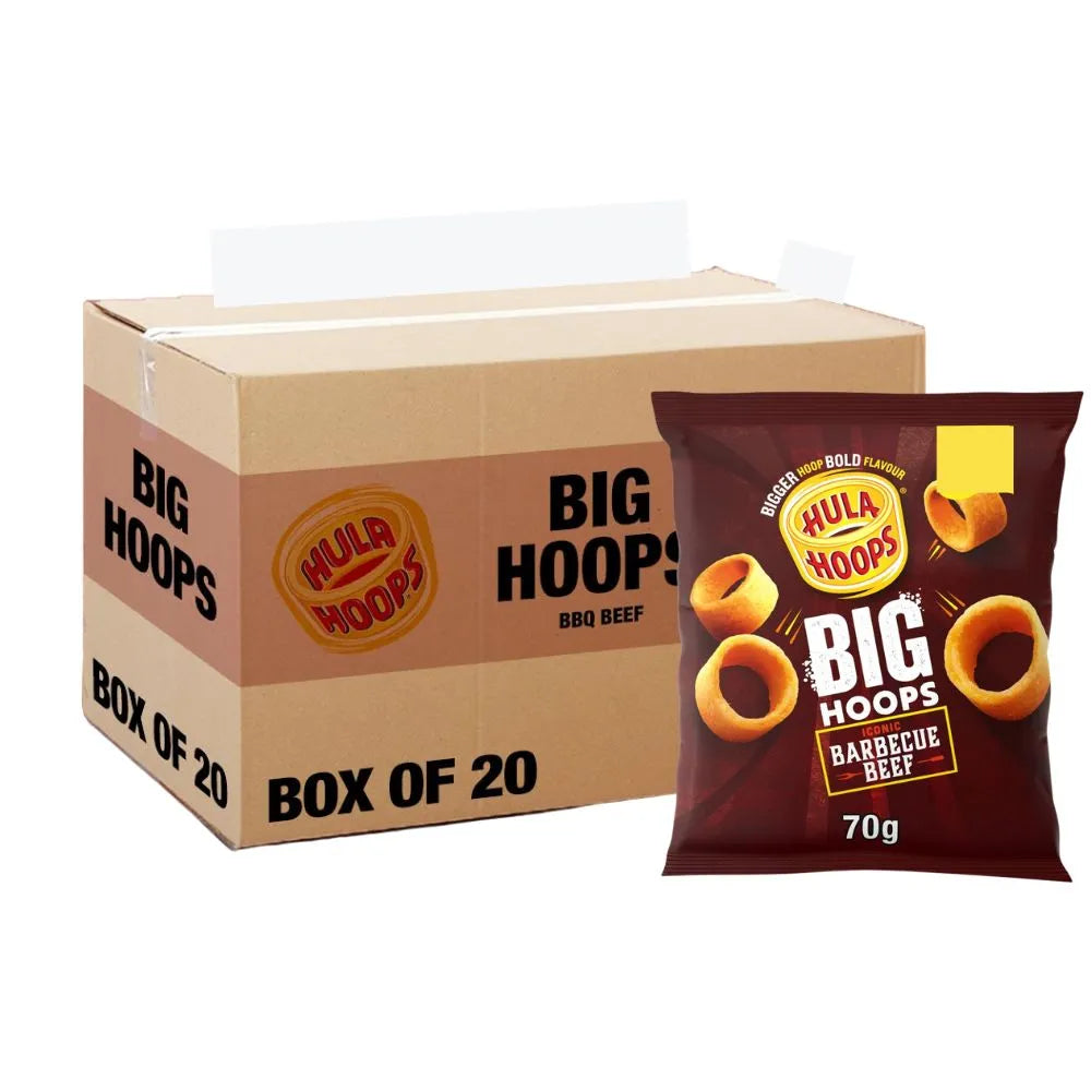 Hula Hoops Big Hoops BBQ Beef Crisps - 70g - Pack of 20