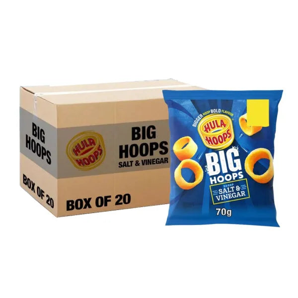 Hula Hoops Big Hoops Salt & Vinegar Crisps - 70g - Pack of 20