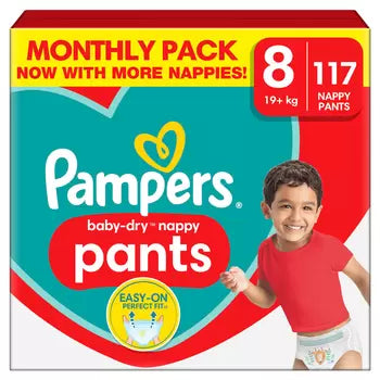 Pampers Baby Dry Pants Size 8 - 19kg - 117 Nappies