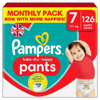 Pampers Baby Dry Pants Size 7 - 17kg - 126 Nappies