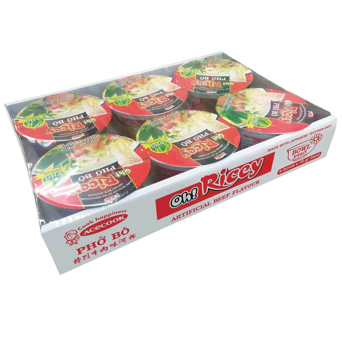 Oh! Ricey Pho Noodles Beef Flavour - 71g (pack of 6)