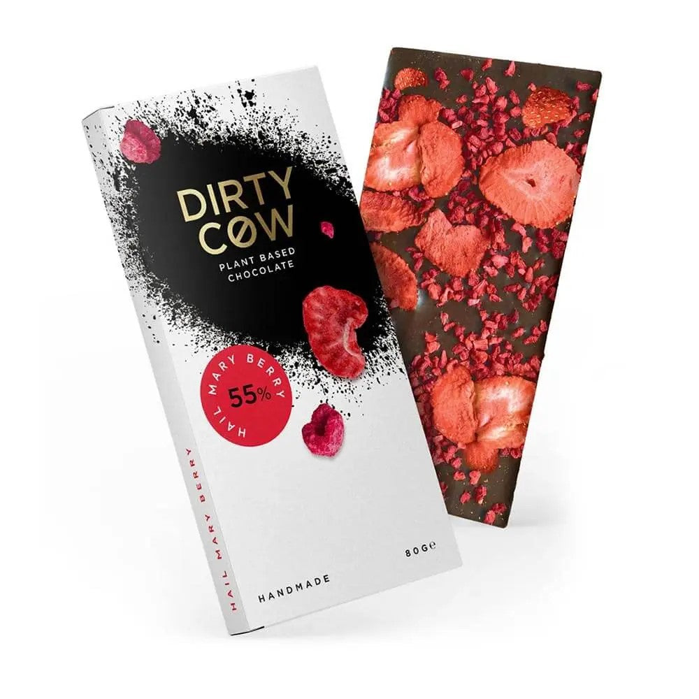 Dirty Cow Hail Mary Berry Plant Based Chocolate Bar - 80g - Greens Essentials