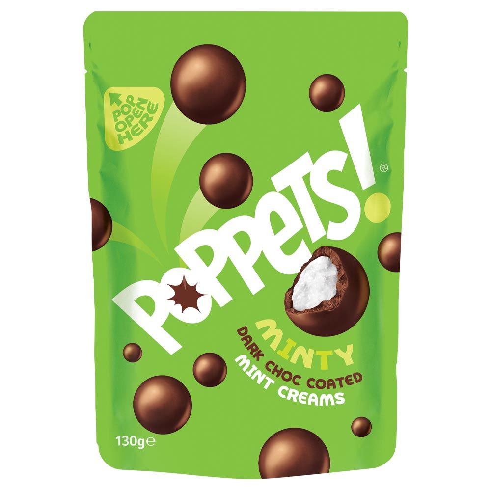 Poppets Dark Chocolate Coated Mint Creams Pouch - 130g