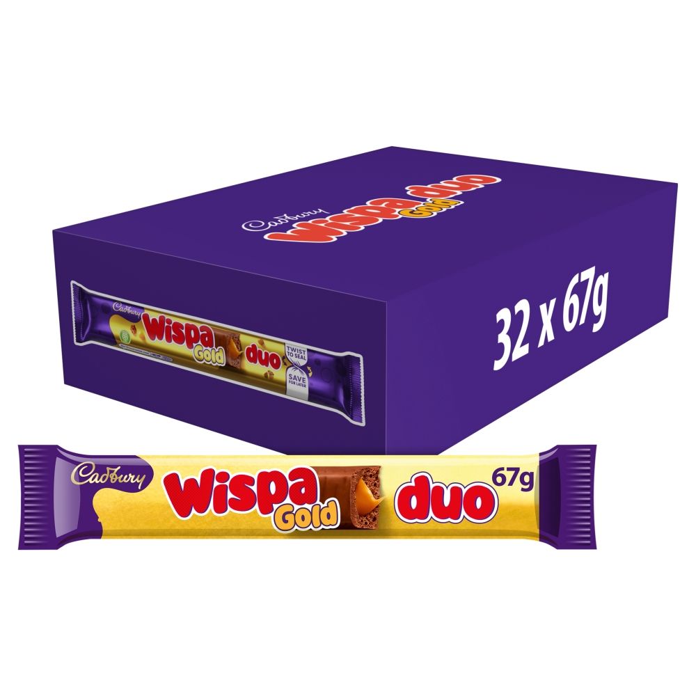 Cadbury Wispa Gold Duo Chocolate Bar - 67g - Pack of 32