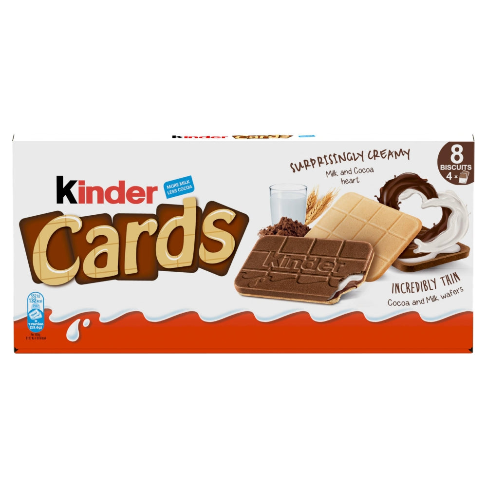 Kinder Cards Cocoa & Milk Wafers 4 Pack - 129g