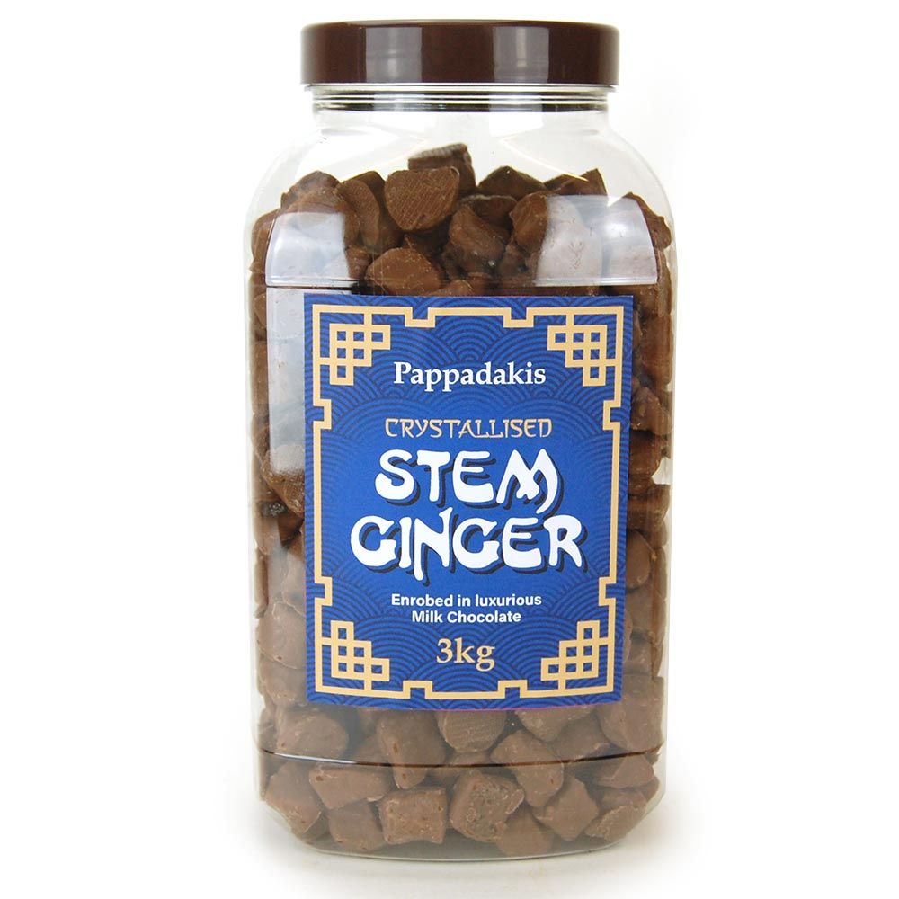 Pappadakis Milk Chocolate Crystallised Stem Ginger Jar - 3kg