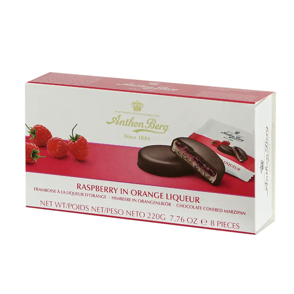 Anthon Berg Raspberry In Orange Liqueur Chocolate Covered Marzipan - 220g