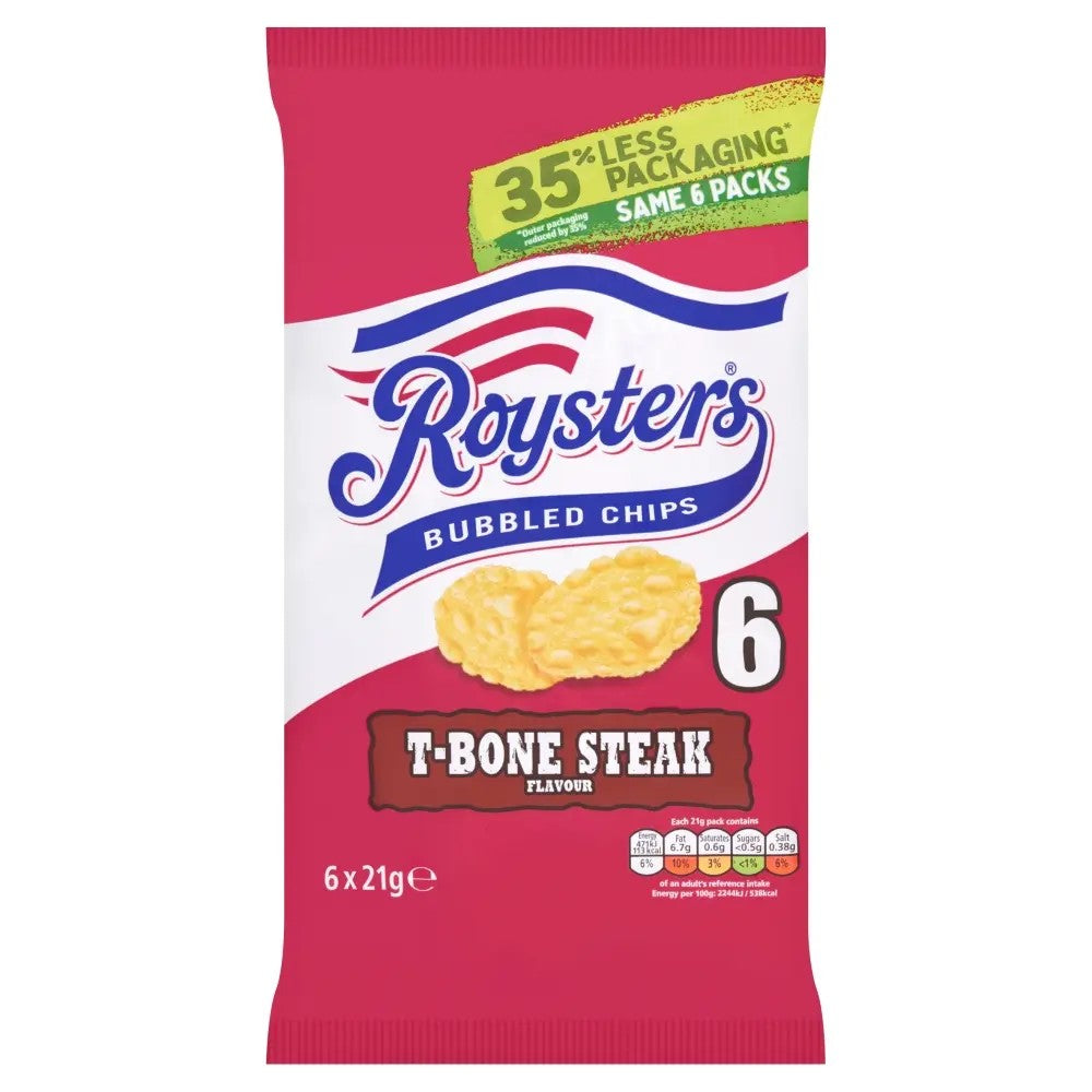 Roysters T-Bone Steak Crisps 6 Pack - 22g