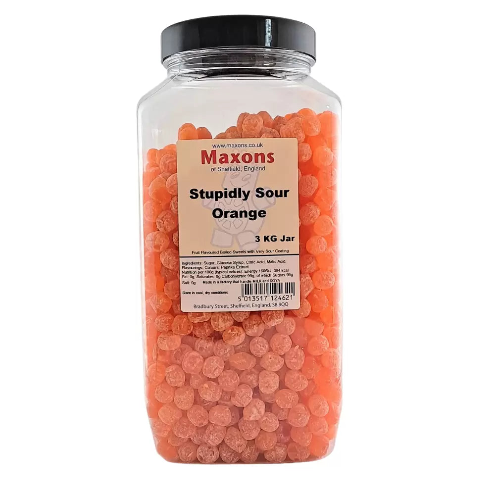 Maxon's Stupidly Sour Orange Sweets Jar - 3kg - Greens Essentials