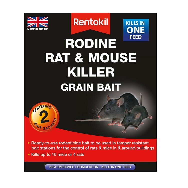 Rentokil Rodine Rat & Mouse Killer Grain Bait Sachet - Pack of 2
