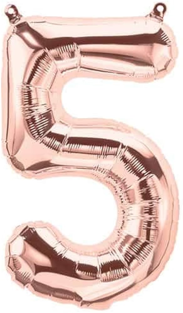 Rose Gold Foil Helium Balloon Number 5 - 34"/ 86cm