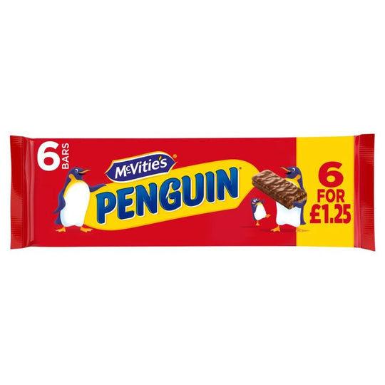 Mcvities Penguin Milk Chocolate Biscuit Bars 6pk - 148g