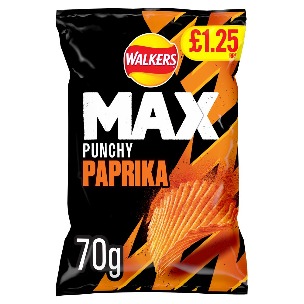 Walkers Max Punchy Paprika Crisps - 70g