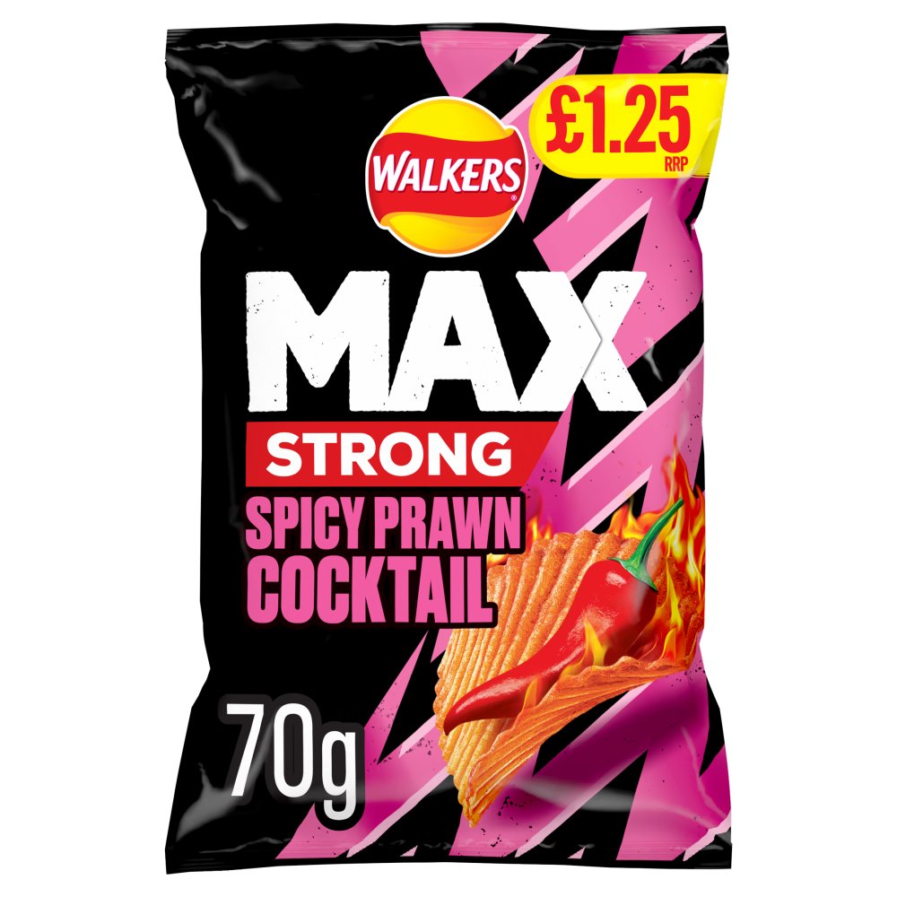 Walkers Max Strong Spicy Prawn Cocktail Crisps - 70g