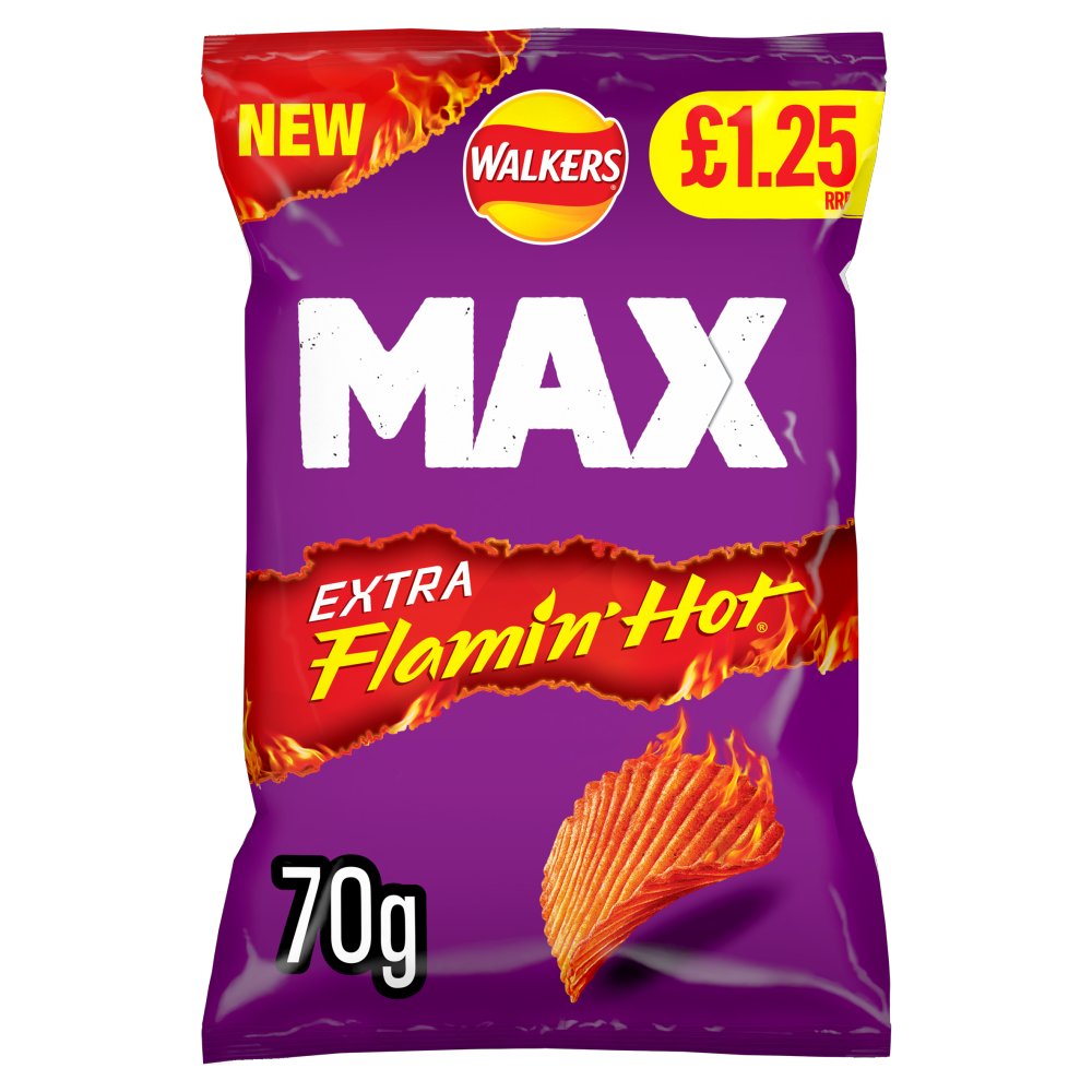 Walkers Max Extra Flamin' Hot Crisps - 70g