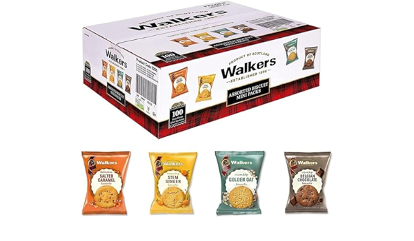 Walkers Assorted Biscuit Mini Packs - 100 x 25g
