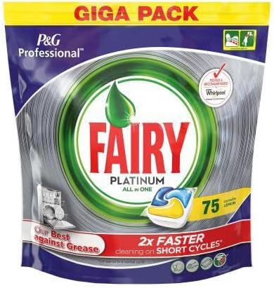 Fairy Platinum All in One Dishwasher Tablets Lemon - 75 Capsules