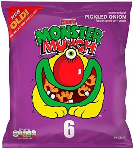 Walkers Monster Munch Pickled Onion Snacks - 22 - Pack of 6