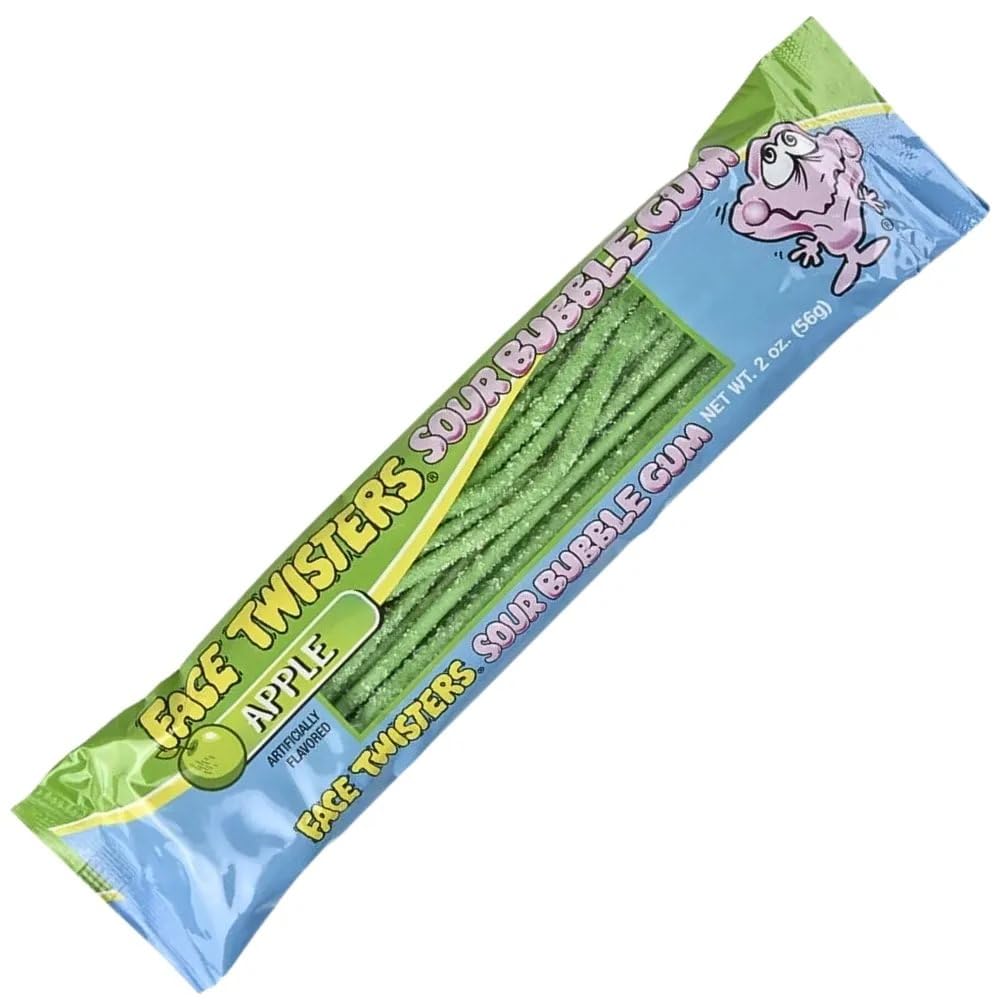 Sour Face Twisters Straws Apple Gum - 57g