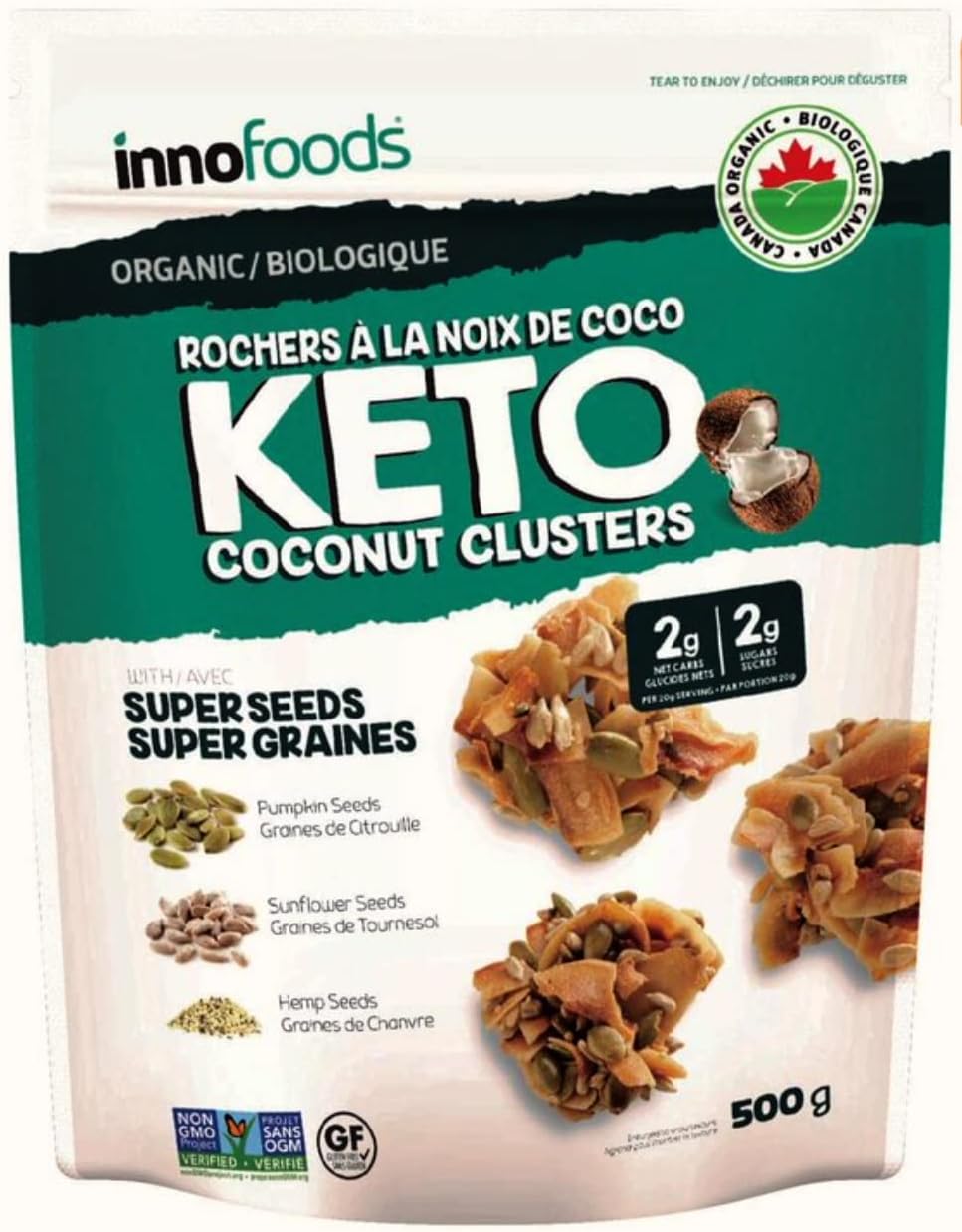 Innofoods Organic Coconut Keto Clusters with Super Seeds - 500g
