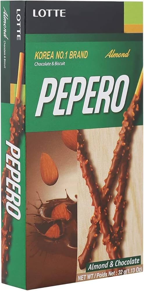 Lotte Pepero Almond Chocolate Snack - 32g - Pack of 10