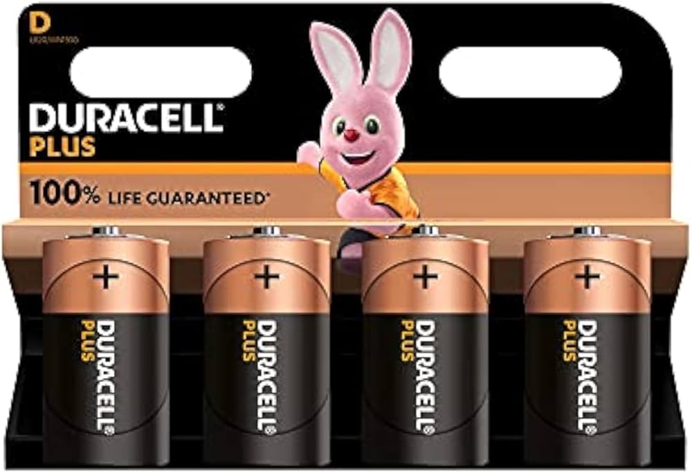 Duracell Plus D Alkaline Battery - Pack of 4