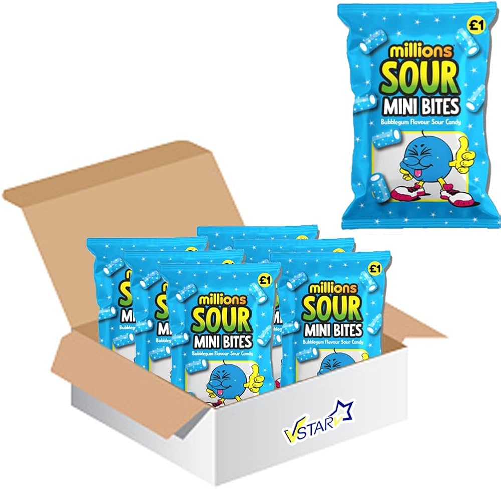 Millions Sour Bubblegum Bites - 140g - Pack of 12