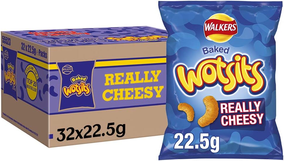 Walkers Wotsits Really Cheesy Crisps - 22.5g - Pack of 32