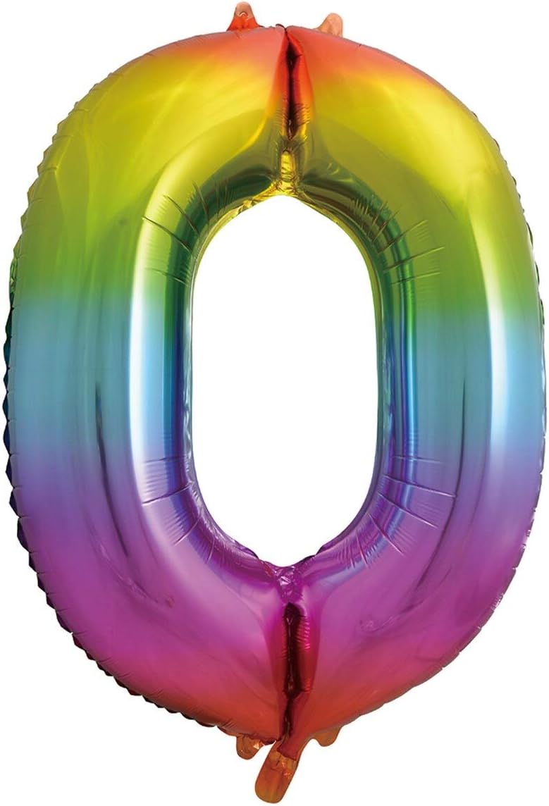 Sensations Trendies Multicolor Foil Helium Balloon Number 0 - 34"/ 86cm - Greens Essentials