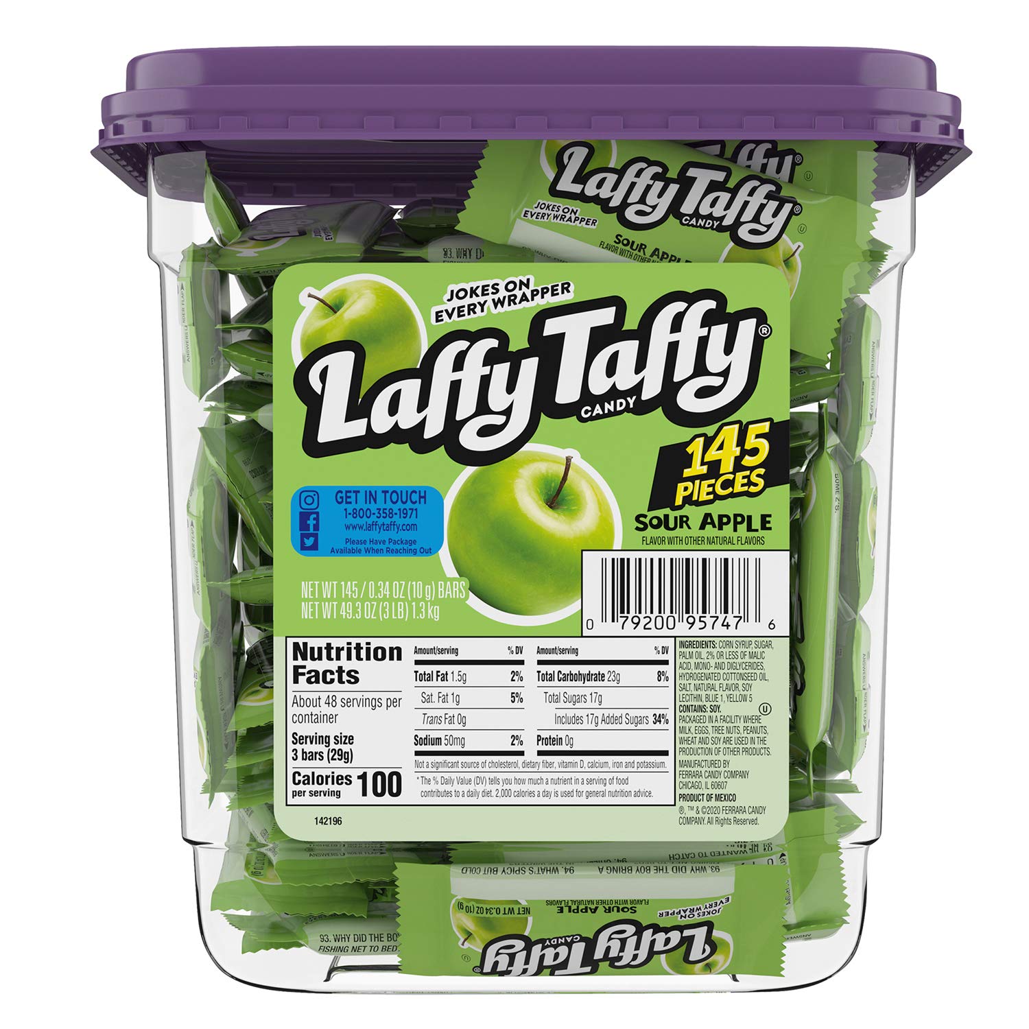 Laffy Taffy Sour Apple Mini's - 1397g