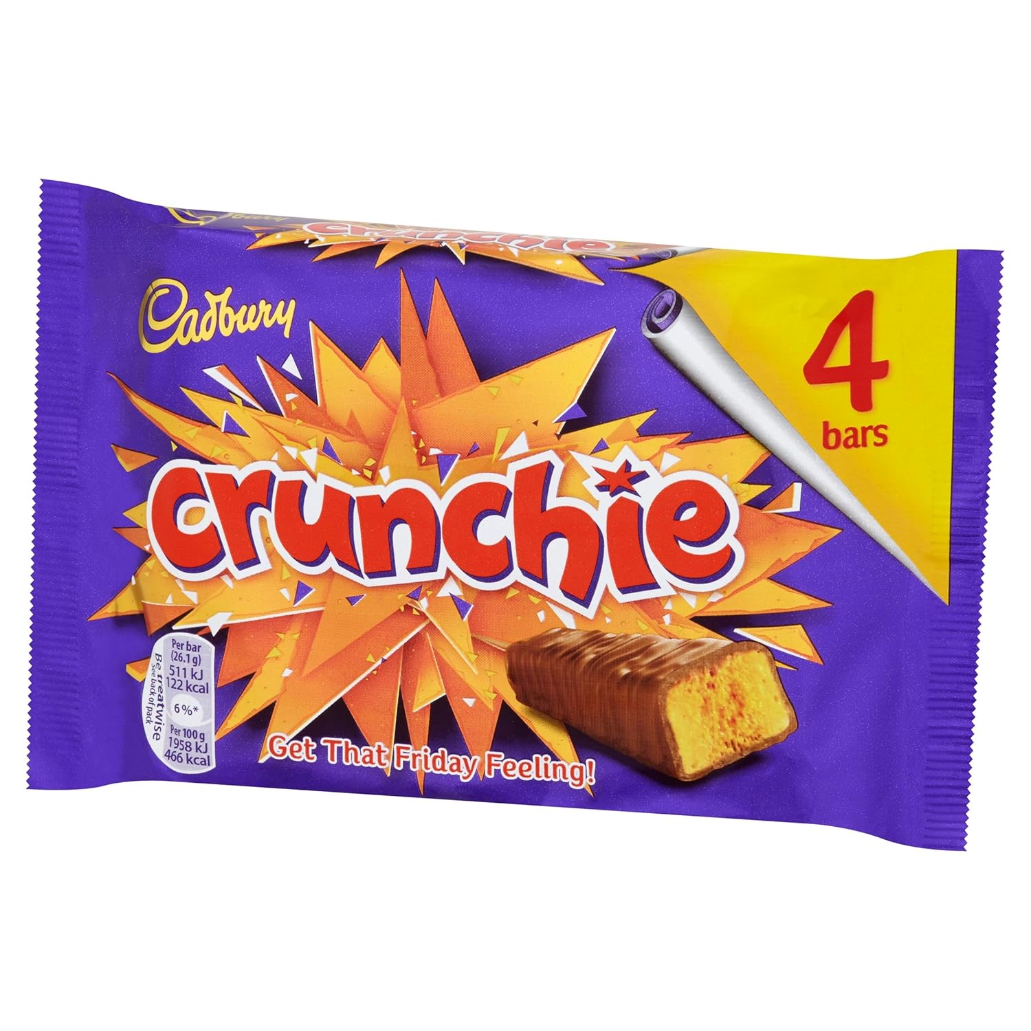 Cadbury Crunchie Chocolate Bar - 26.1g - Pack of 4