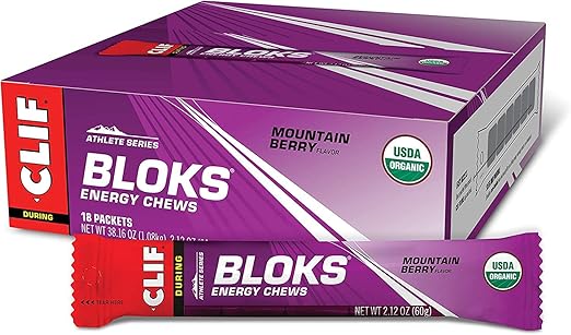 Clif Bloks Energy Chews Mountain Berry Flavour + Caffeine Bar - 60g