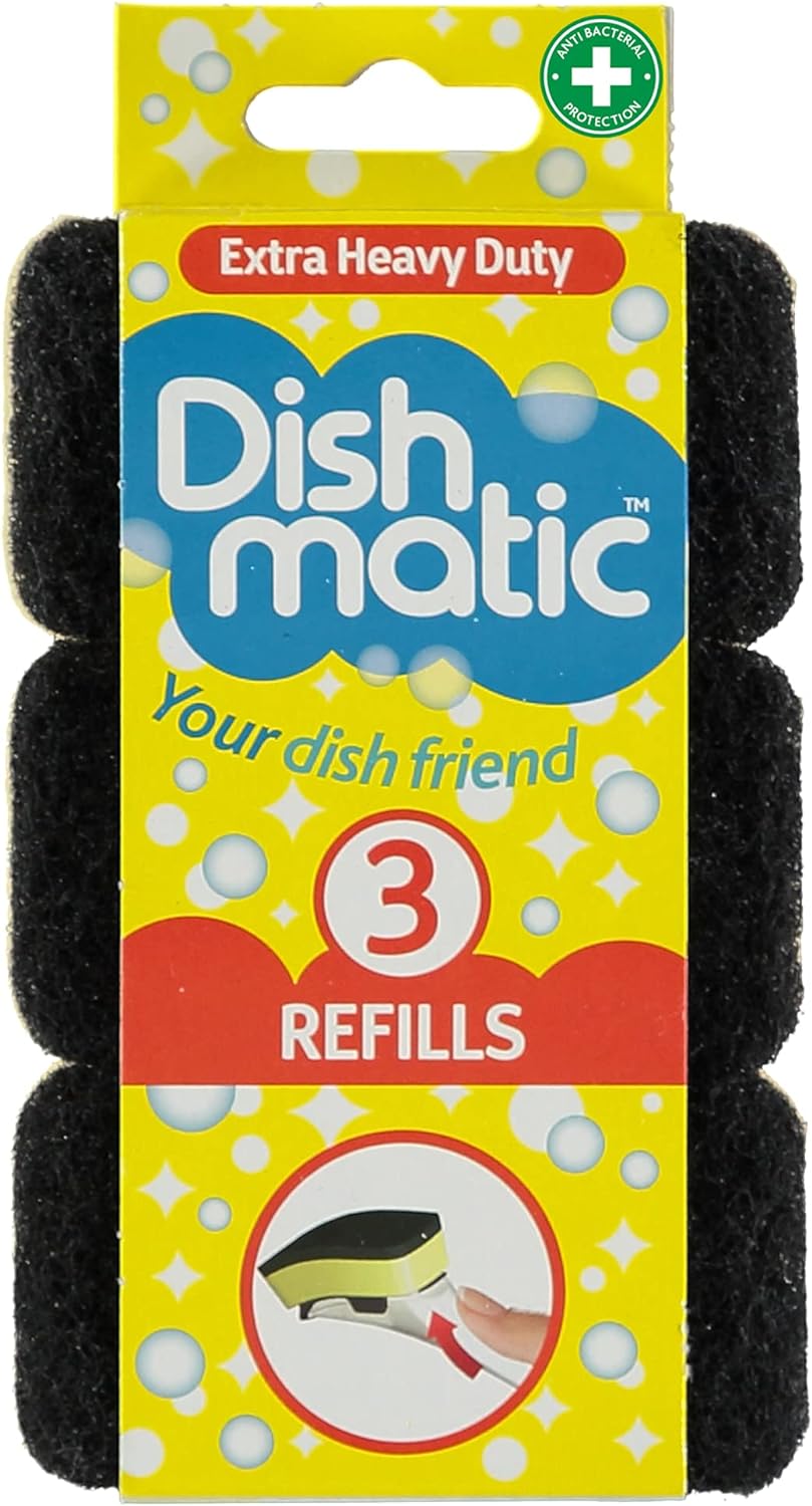 Dishmatic Spare Heads Black Extra Heavy Duty - Pack of 3