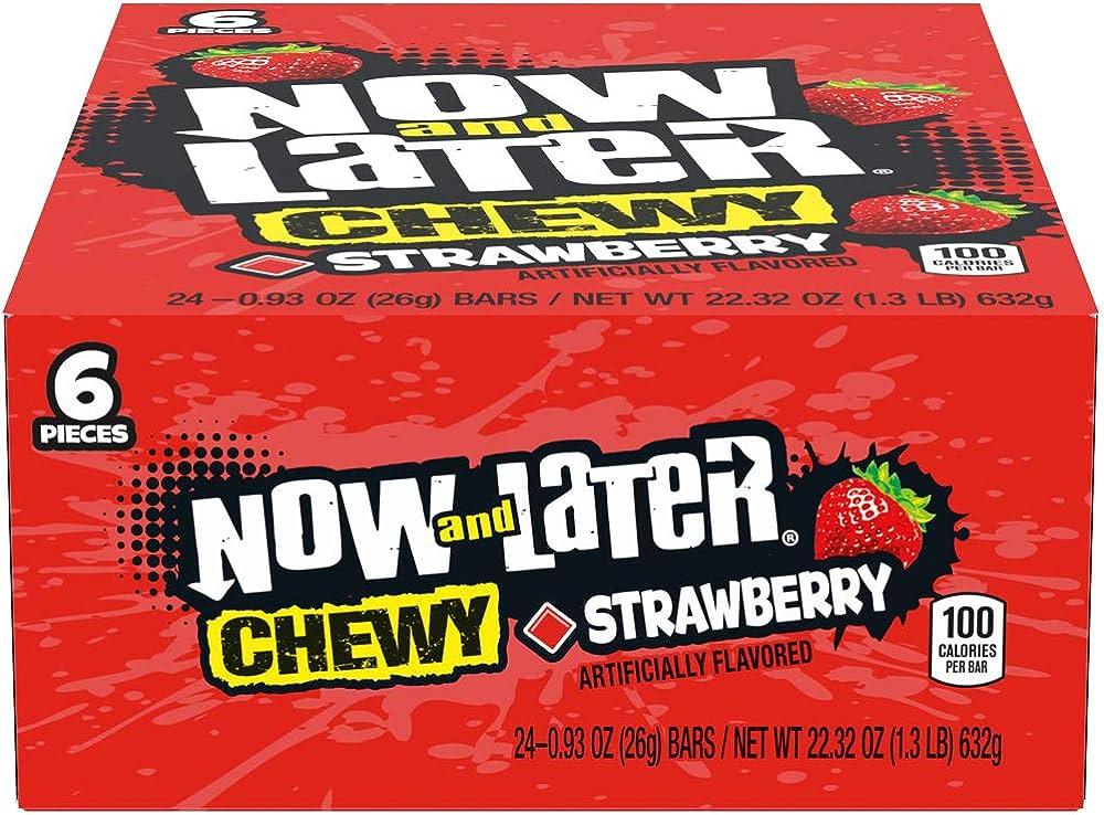 Now & Later Original Taffy Chews Candy, Strawberry - 26g - Greens Essentials