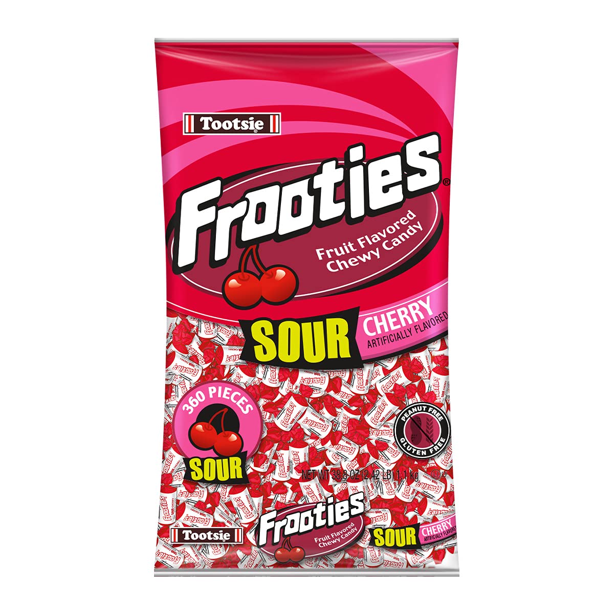 Tootsie Frooties Bag Sour Cherry - 1100g - Greens Essentials