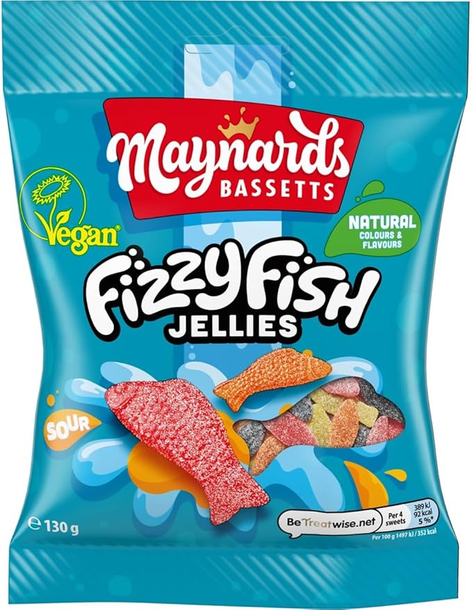 Maynards Bassetts Fizzy Fish Sweets - 130g