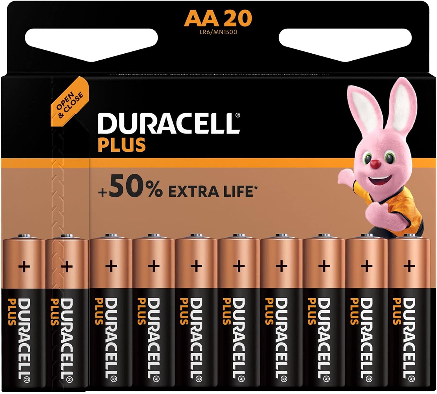 Duracell Plus AA Alkaline Batteries - Pack of 20