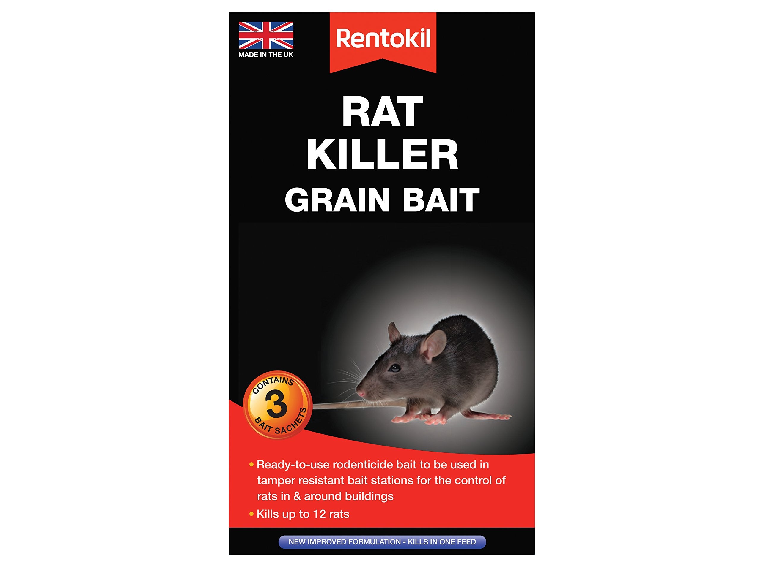 Rentokil Rat Killer Grain Bait Sachet - Pack of 3