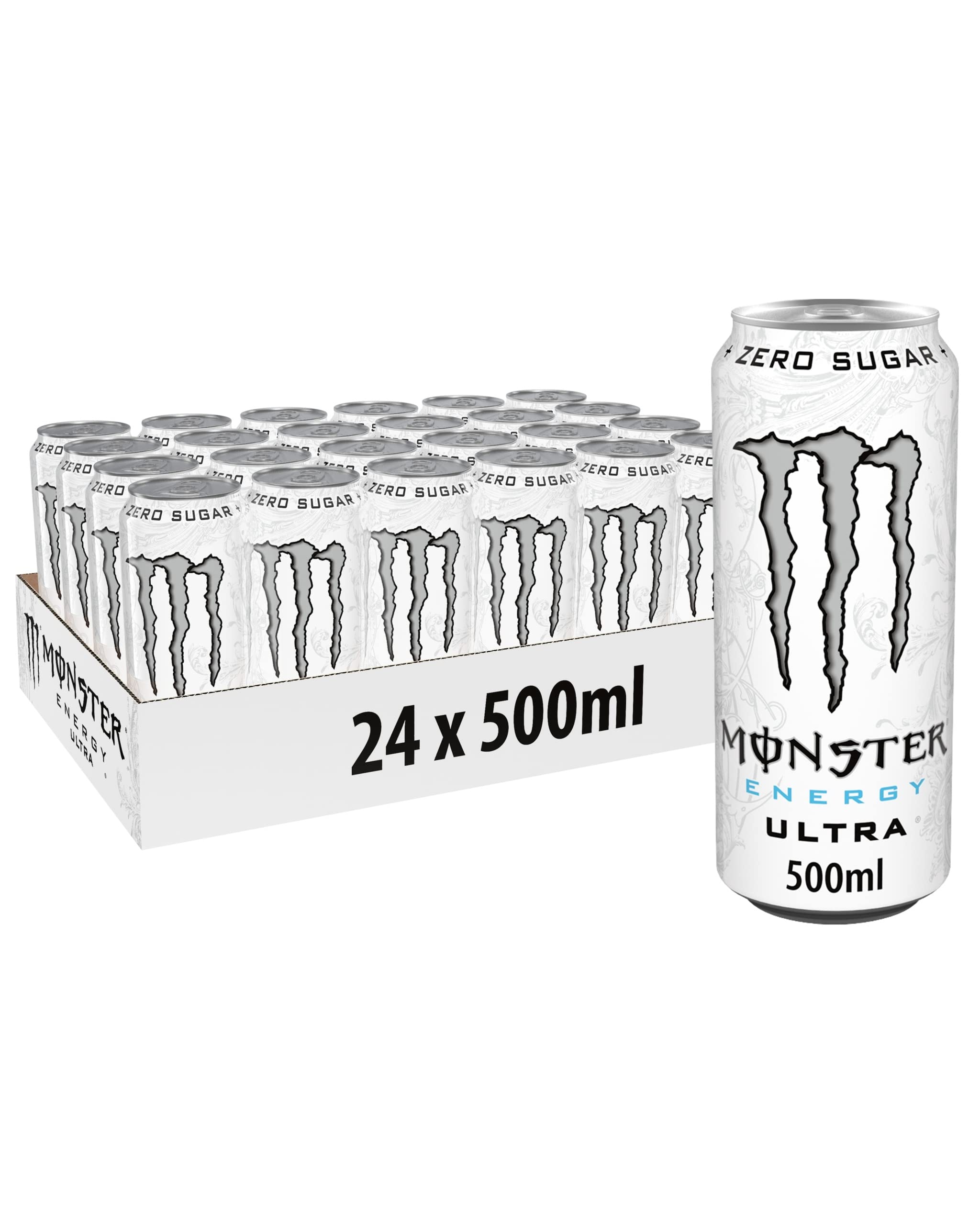 Monster 4 Pack Energy Drink Ultra White 500ml (6 x 4 Pack) - Greens Essentials