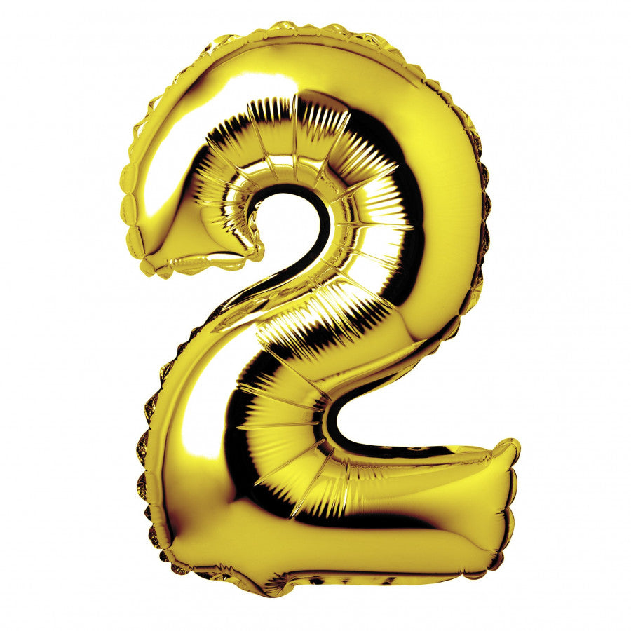 Gold Foil Helium Balloon Number 2 - 34"/ 86.3cm