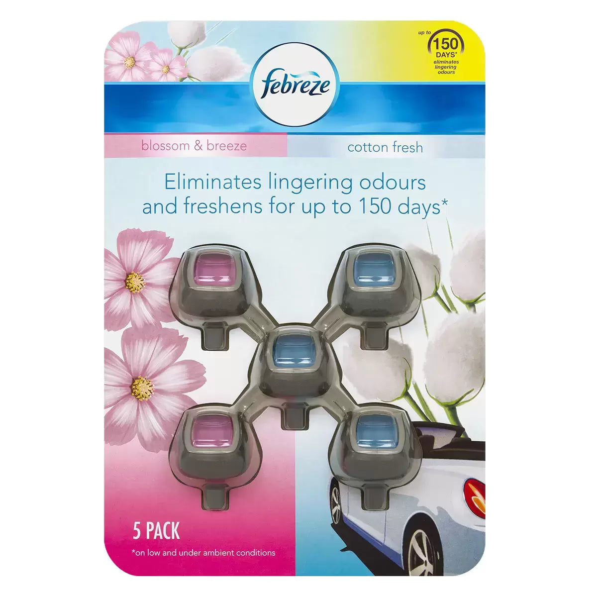 Febreze Car Clip on Air Freshener Cotton/Blossom - Pack of 5
