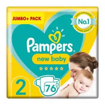 Pampers New Baby Nappies Size 2 - Jumbo+ 76 Nappies